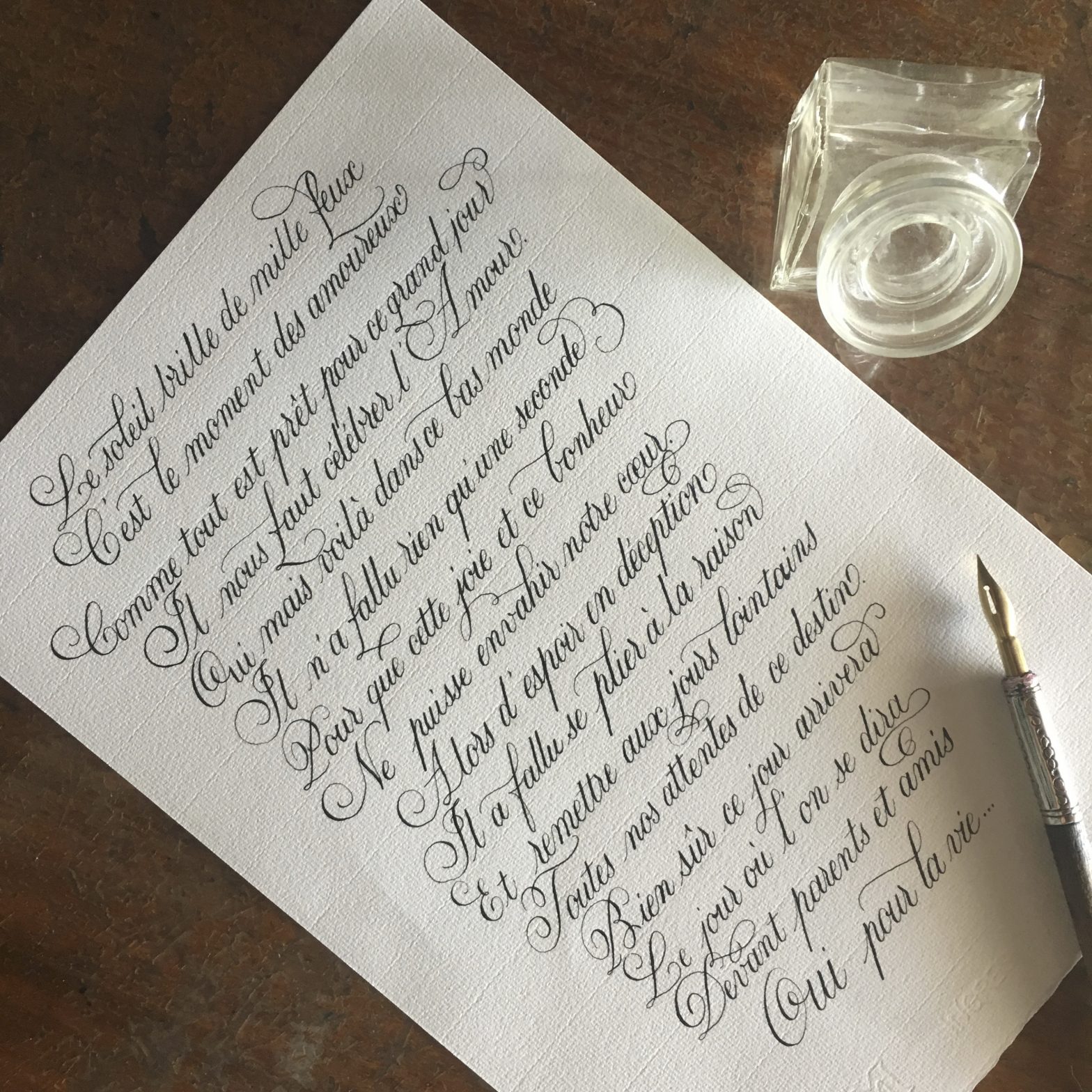 Poème de mariage calligraphie